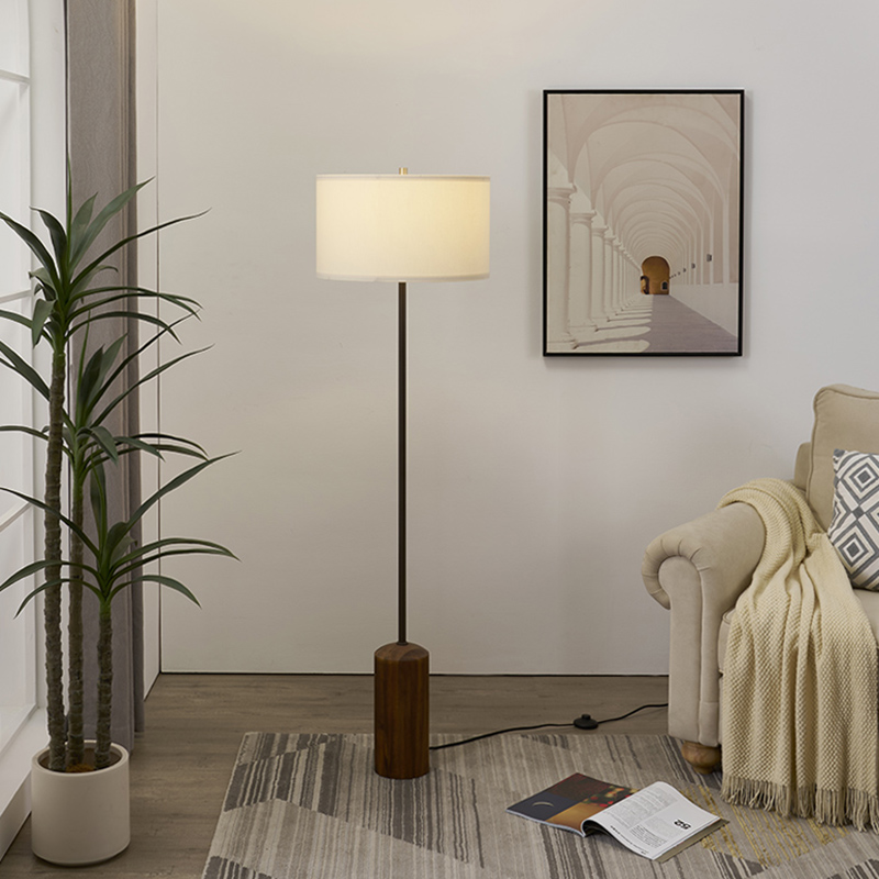 Solid Wood Base Floor Lamp-5