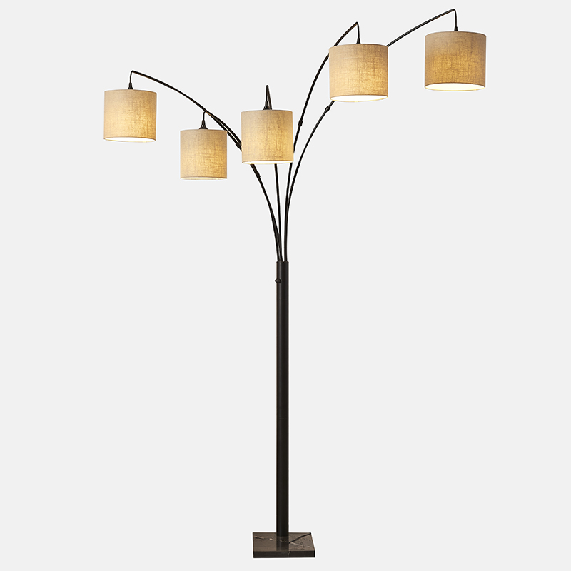 5 shade arc floor lamp-1