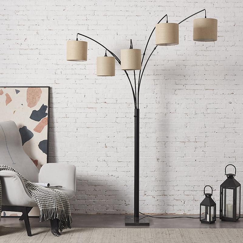 5 shade arc floor lamp-2