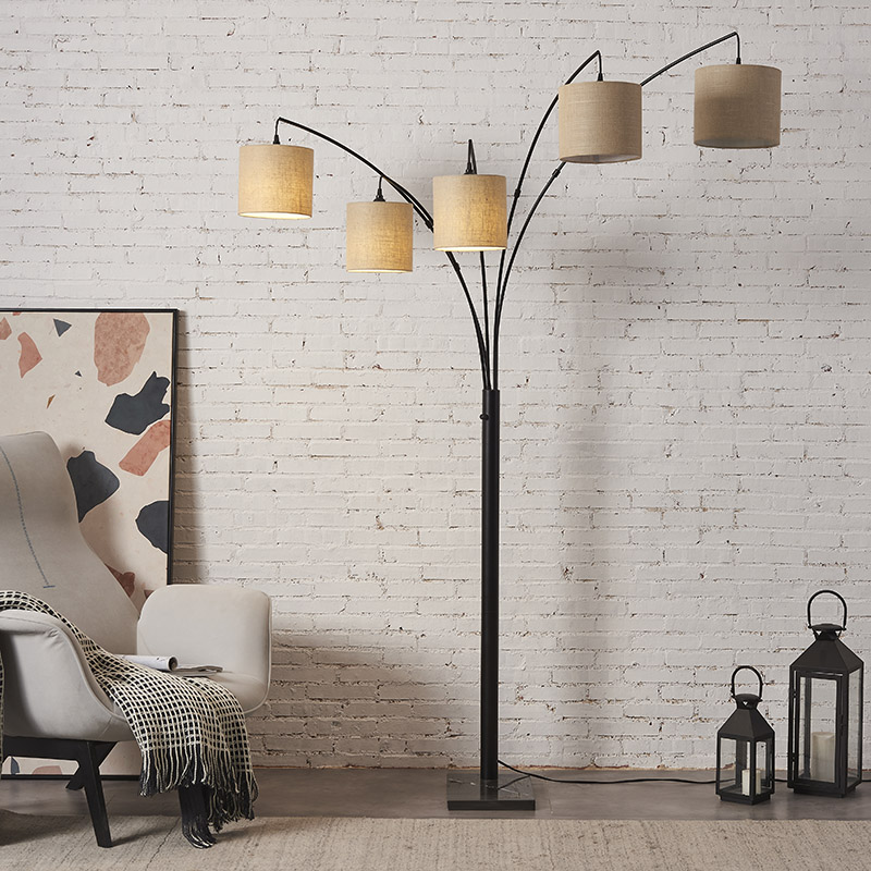 5 shade arc floor lamp-3