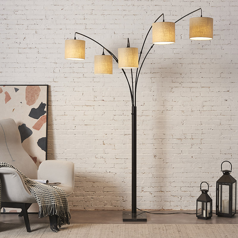 5 shade arc floor lamp-4