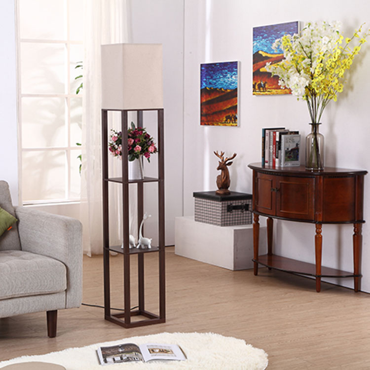 Elegant Wooden Shelf Floor Lamp-3