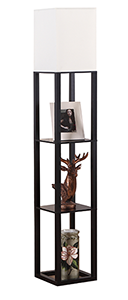 Elegant Wooden Shelf Floor Lamp-black