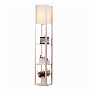 Etagere Organizer Storage Shelf Floor Lamp-white