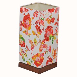 Minimalist Bedside Desk Lamp with Screen flower Square Fabric Shade 1