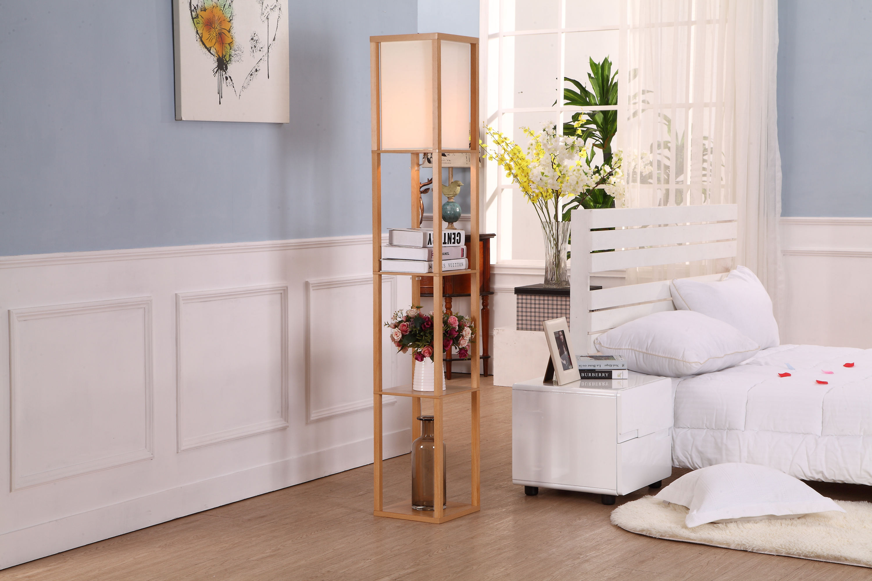 Modern Boomboo Shelf Floor Lamp