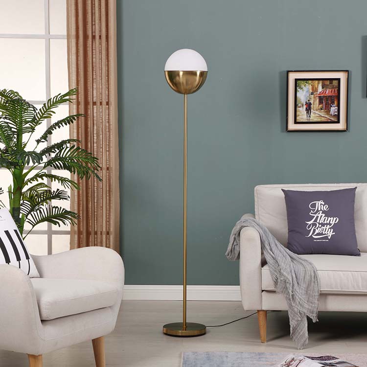 Modern Glass shade Brass LED Floor Lamp 1