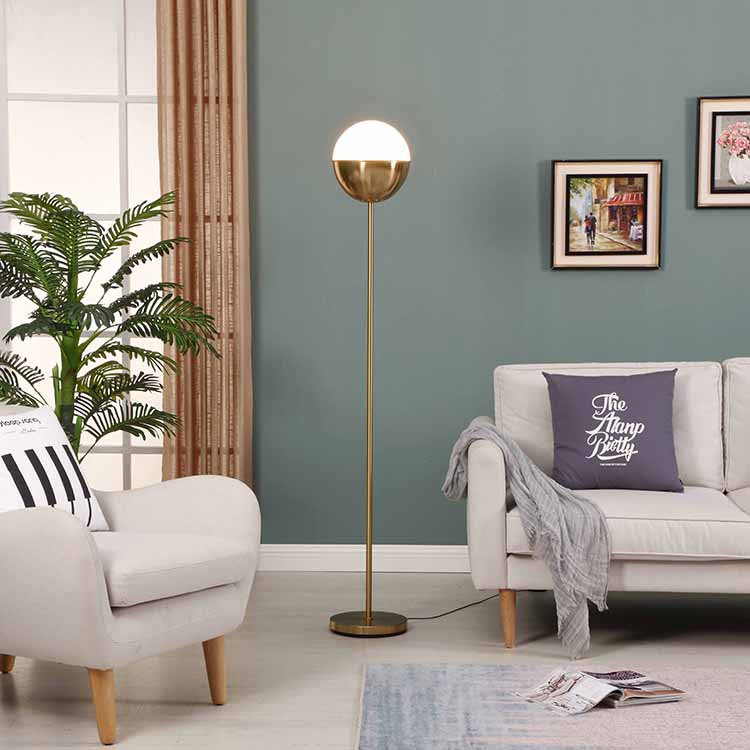 Modern Glass shade Brass LED Floor Lamp 2