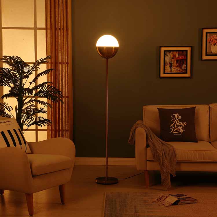 Modern Glass shade Brass LED Floor Lamp 3