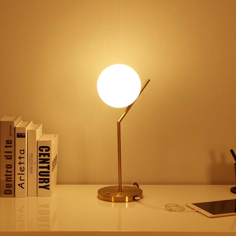 Modern White Globe Glass Shade Table Lamp 3