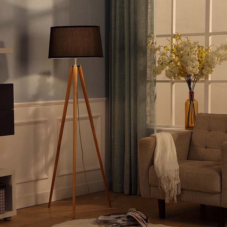 Natural Wood Tripod Floor Lamp-4