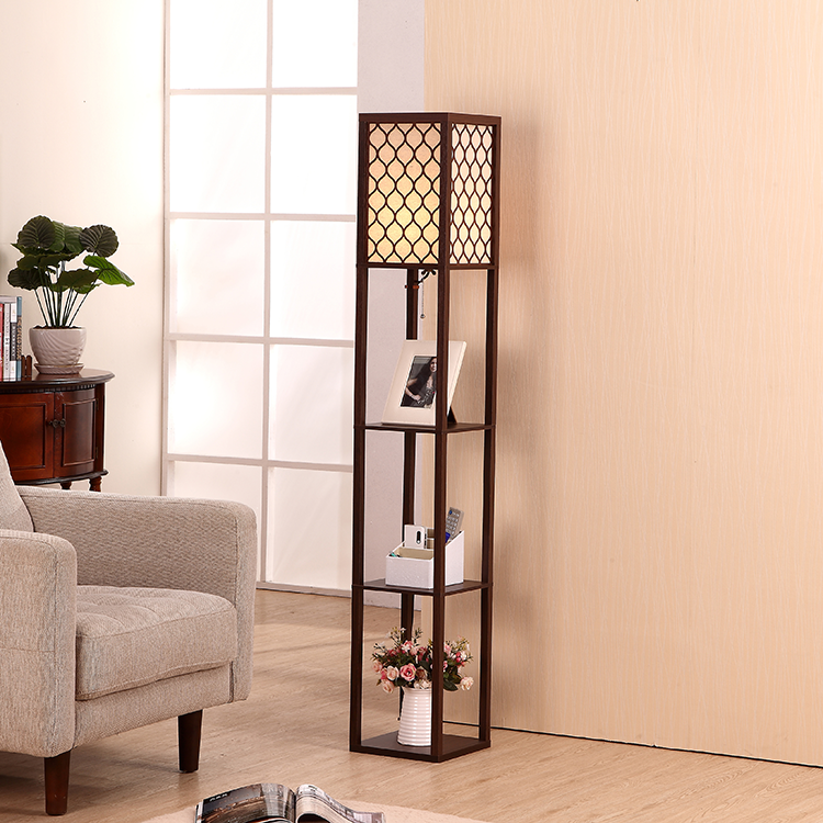 Shelf Floor Lamp-Coffee