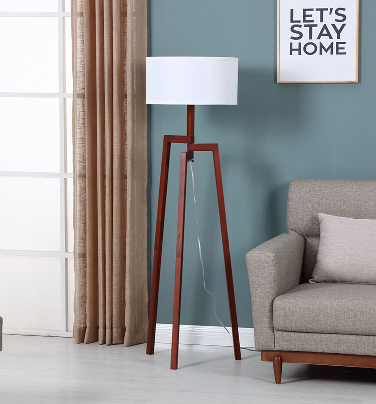 Solid Natural Wood Tripod Floor Lamp 3