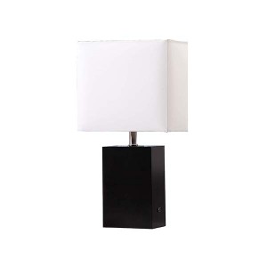 Square wood Side Table with touch switch and  Desk Lamp with white fabrich shade 1