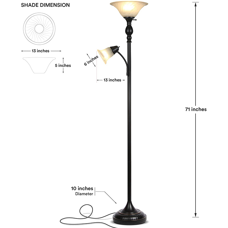 Torchiere Floor Lamp in Brushed Steel-7