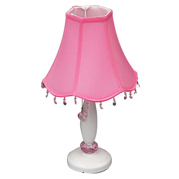 Women Girls Table Lamp with Pink shade and crystal pendant 2