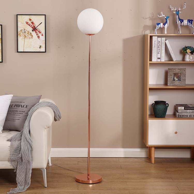 modern glass milky shade rose gold floor lamp 1