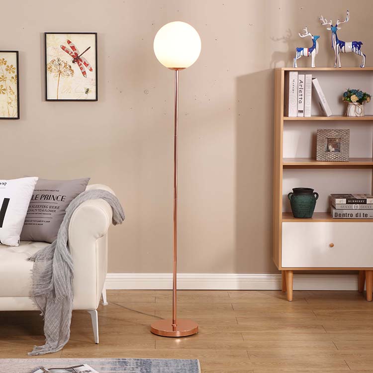 modern glass milky shade rose gold floor lamp 2