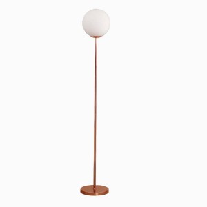 modern glass milky shade rose gold floor lamp