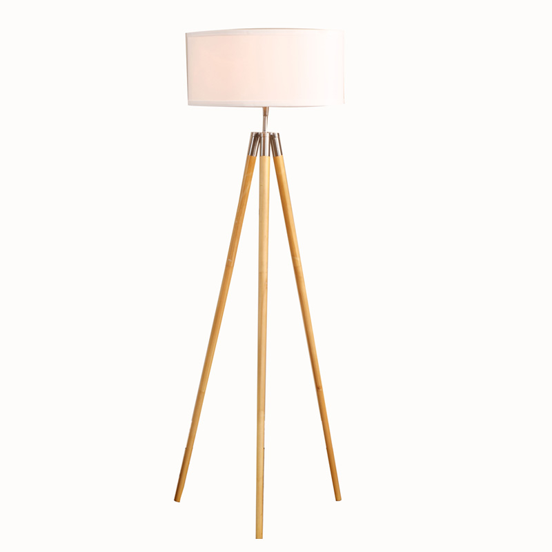 Mid Century Tripod Floor Lamp Wooden